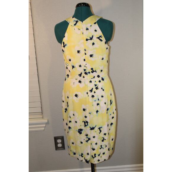 Katherine Kelly Yellow Floral Halter Sheath Dress Women’s Size 6 - Picture 4 of 5